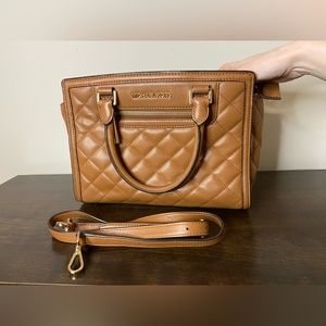 Michael Kors Brown Quilted Leather Handbag